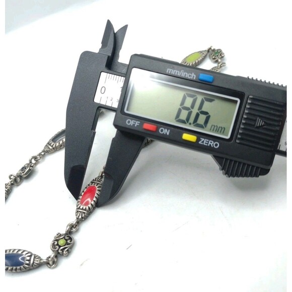 Sterling Silver 18" Necklace 63g Southwestern Enamel Bead 8.6mm Toggle Pendant - Picture 14 of 16